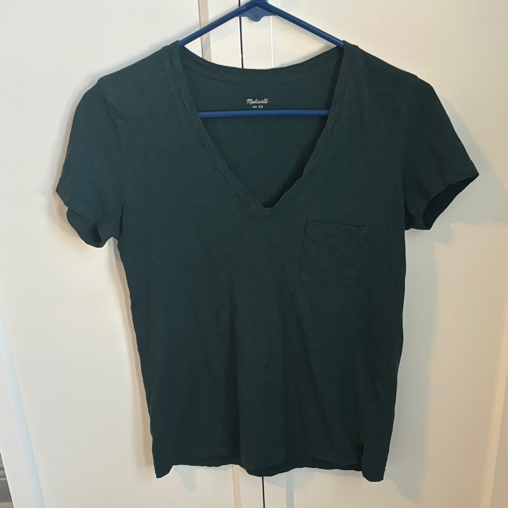 Women’s Madewell Dark Green V-Neck Short Sleeve Tee